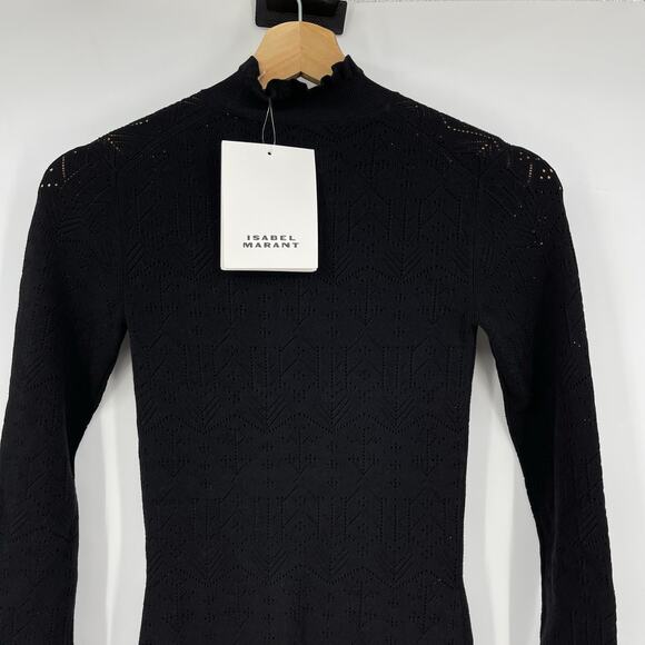 Isabel Marant | NWT Gisole Dress in Black Pointelle Knit A-line Maxi FR 34 US 2 - Picture 12 of 16